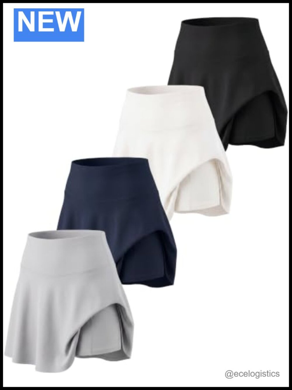 Real Essentials 4-Pack Pleated Skort with Pockets for Tennis Golf Active
